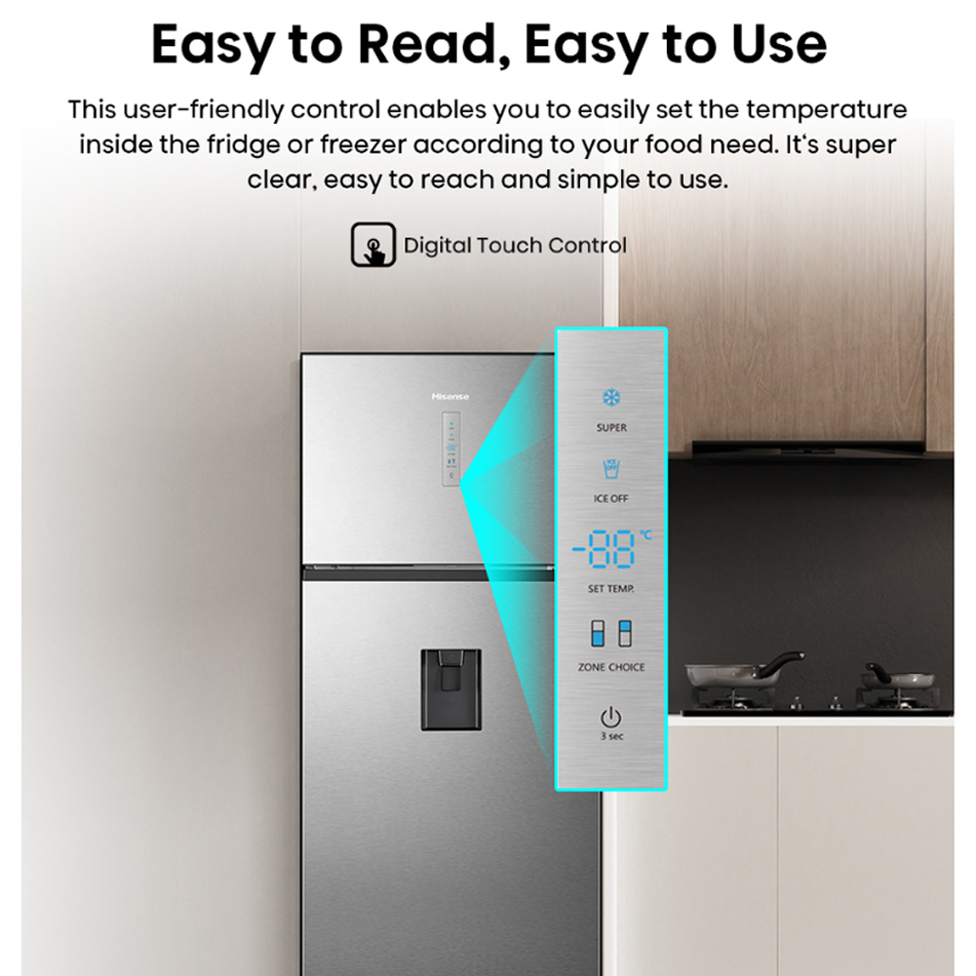HISENSE 700L 2 Doors Top Mount Durable Inverter Refrigerator RT749N4ABVI | Digital Touch Control | Dual LED Lighting | Super Freeze | Fresh Zone | Multi-Air Flow | Magnetic Door Switch | Refrigerator with 3 Year Warranty