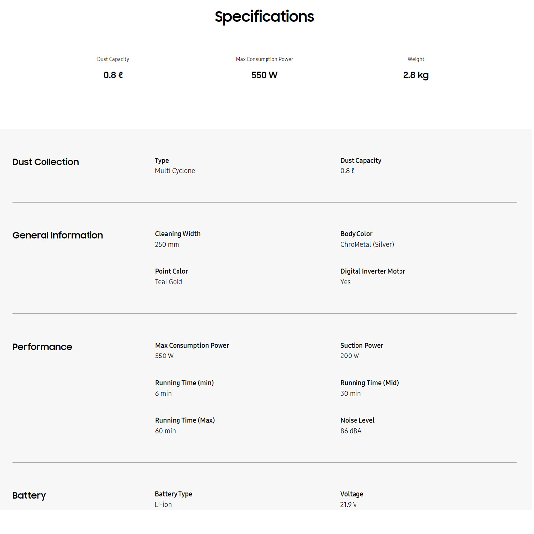 SAMSUNG 200W Jet 75 Premium Cordless Vacuum Cleaner Stick VS20T7538T7/ME | Multi-layered Filtration System | Strong Suction Power | Long-lasting Battery | Stick Vacuums with 2 Years Warranty