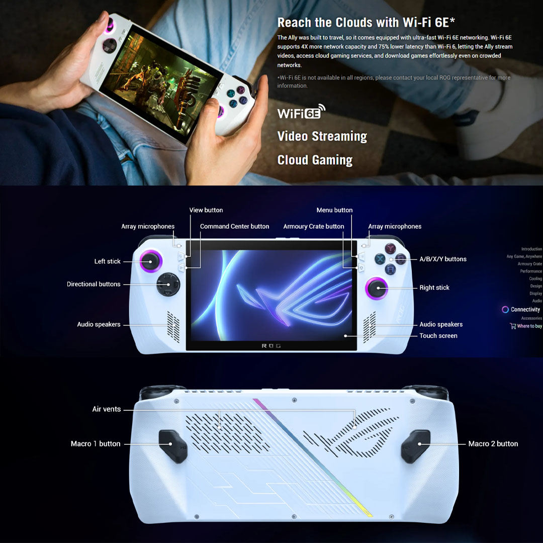 ASUS 16GB+512GB ROG Ally (2023) RC71L-NH005W | Windows 11 | AMD Ryzen™ Z1 Extreme Processor |  40WHrs | Console with 1 Year Warranty