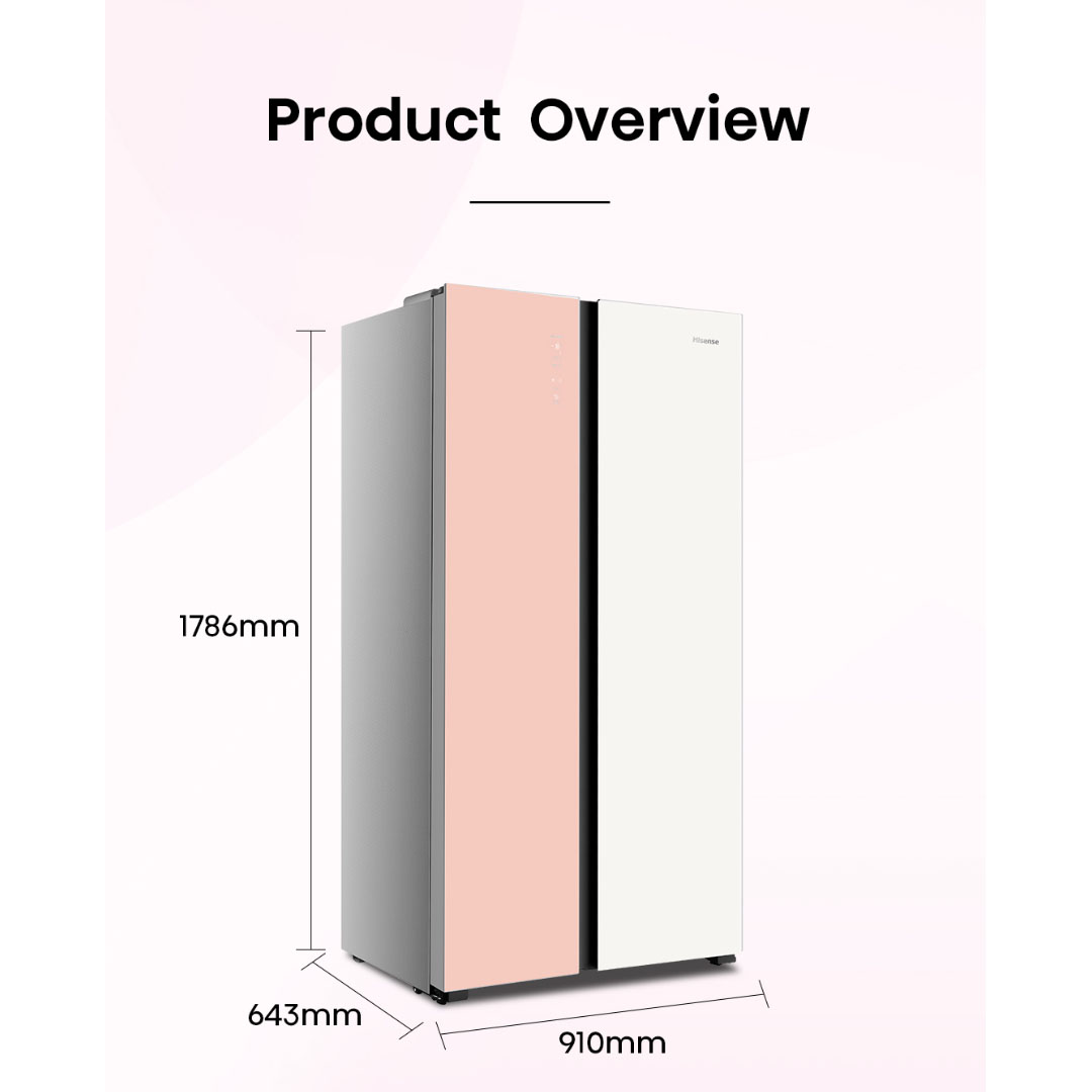 HISENSE 620L Side by Side Inverter Refrigerator RS688N4AW-PU | Deodorizing Filter | Electronic Touch Control | Led Lighting | Refrigerator with 3 Years Warranty