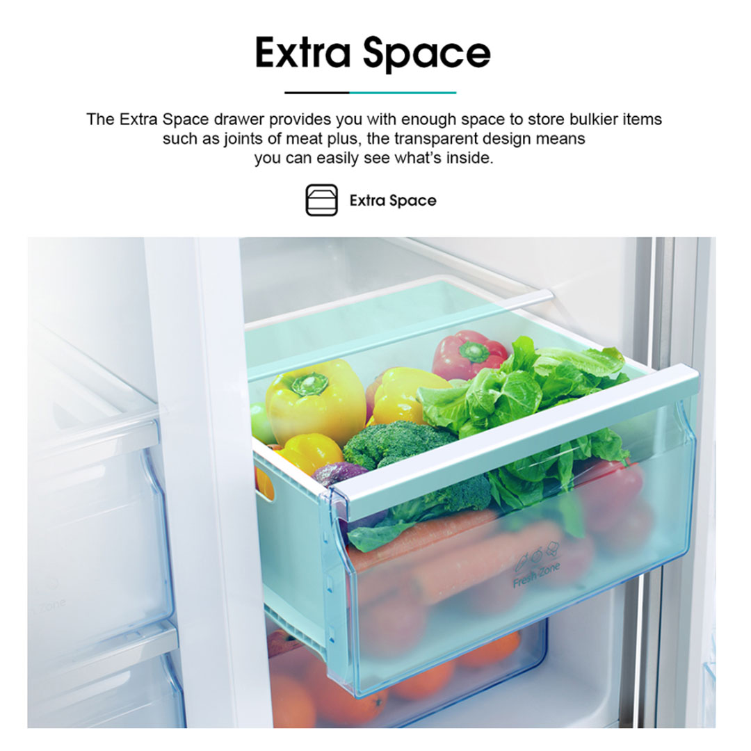 HISENSE 640L Side by Side Inverter Refrigerator  RS700N4AWBUI | Deodorizing Filter | Electronic Touch Control | Led Lighting | Refrigerator with 3 Years Warranty