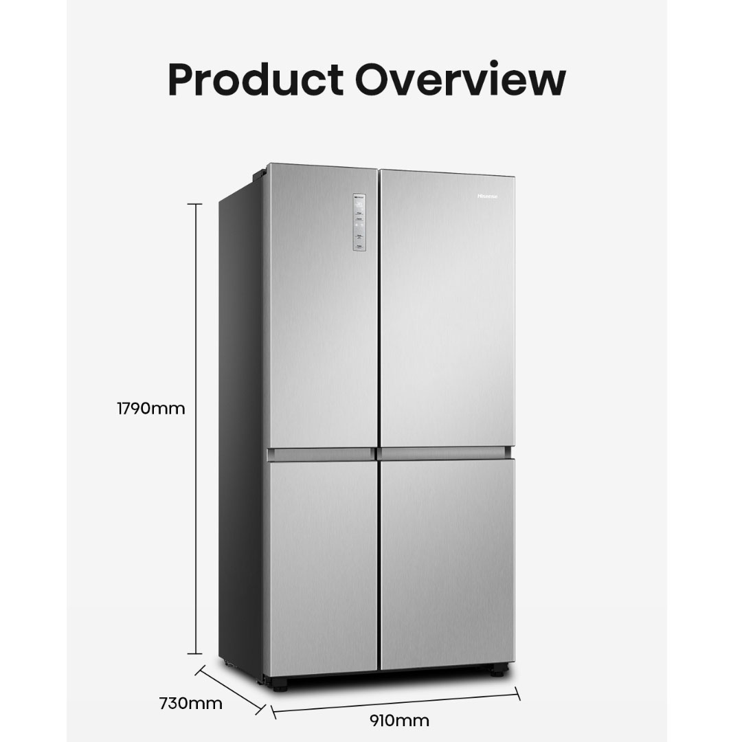 HISENSE 780L Side by Side Inverter Refrigerator RS868N4ASV | Deodorizing Filter | Electronic Touch Control | Led Lighting | Refrigerator with 3 Years Warranty