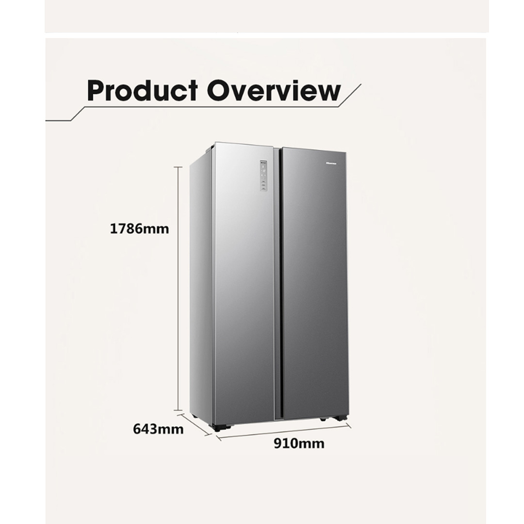 HISENSE 620L Side by Side Inverter Refrigerator RS666N4ACNIV |  Digital Sensor | Double Cooling | Deodorizing Filter | Electronic Touch Control | Multi-Air Flow | Refrigerator with 3 Year Warranty