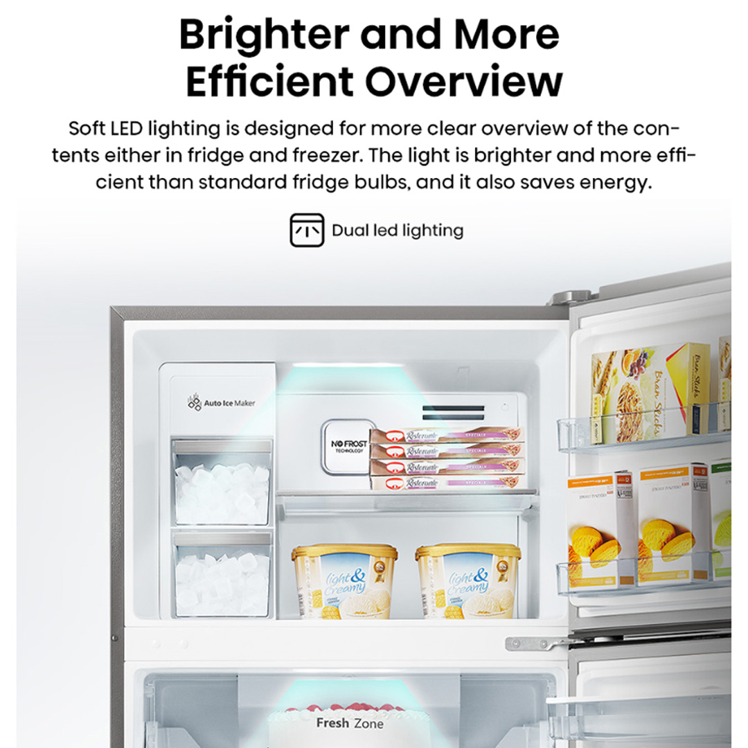 HISENSE 700L 2 Doors Top Mount Durable Inverter Refrigerator RT749N4ABVI | Digital Touch Control | Dual LED Lighting | Super Freeze | Fresh Zone | Multi-Air Flow | Magnetic Door Switch | Refrigerator with 3 Year Warranty