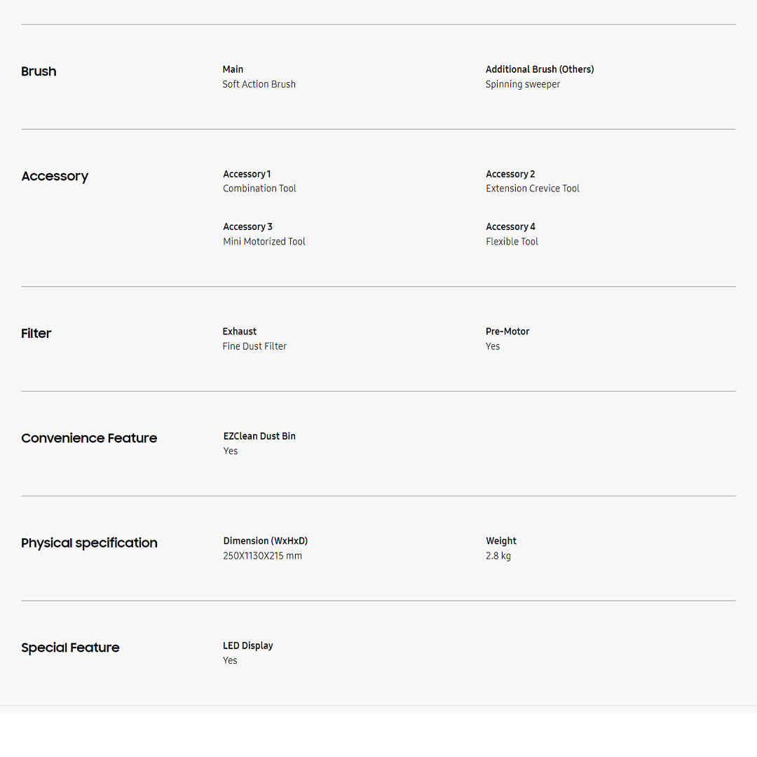 SAMSUNG 200W Jet 75 Premium Cordless Vacuum Cleaner Stick VS20T7538T7/ME | Multi-layered Filtration System | Strong Suction Power | Long-lasting Battery | Stick Vacuums with 2 Years Warranty
