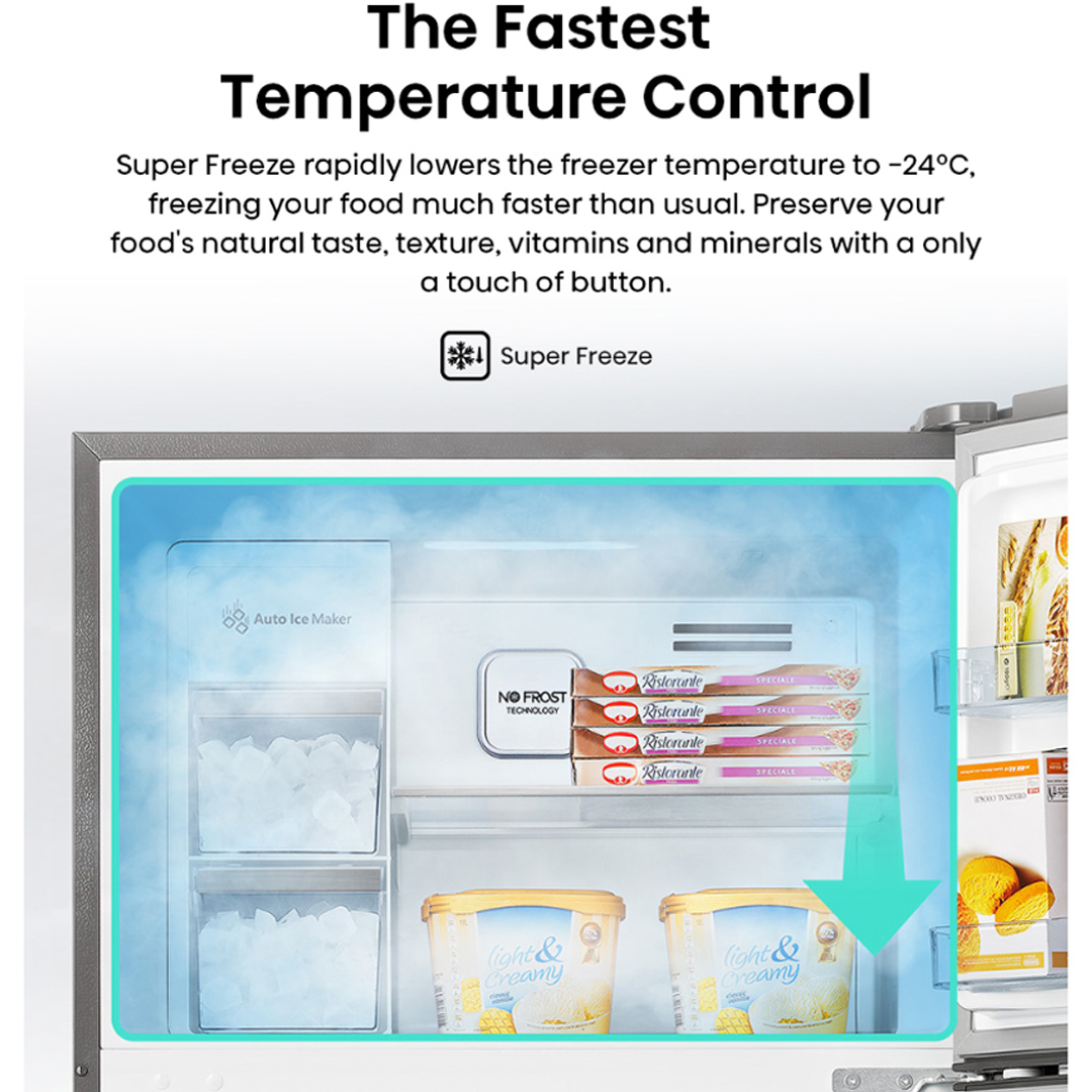 HISENSE 700L 2 Doors Top Mount Durable Inverter Refrigerator RT749N4ABVI | Digital Touch Control | Dual LED Lighting | Super Freeze | Fresh Zone | Multi-Air Flow | Magnetic Door Switch | Refrigerator with 3 Year Warranty