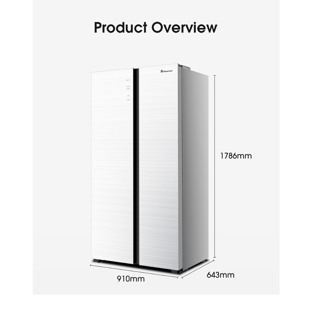 HISENSE 620L Side by Side Inverter Refrigerator RS688N4AWU | Digital Sensor | Double Cooling | Deodorizing Filter | Electronic Touch Control | Multi-Air Flow | Refrigerator with 3 Year Warranty
