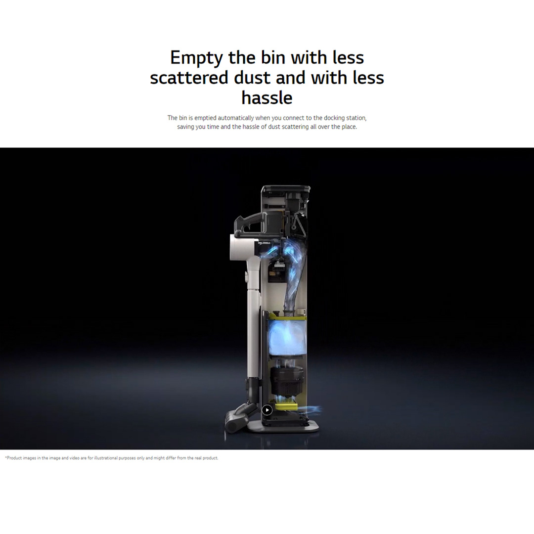 LG 590W CordZero A9Komp with All-in-One Tower Vacuum-Mop A9T-Max | Smart Inverter Motor | 5 step Filtration | Dual Battery Packs | Stick Vacuum with 2 Year Warranty