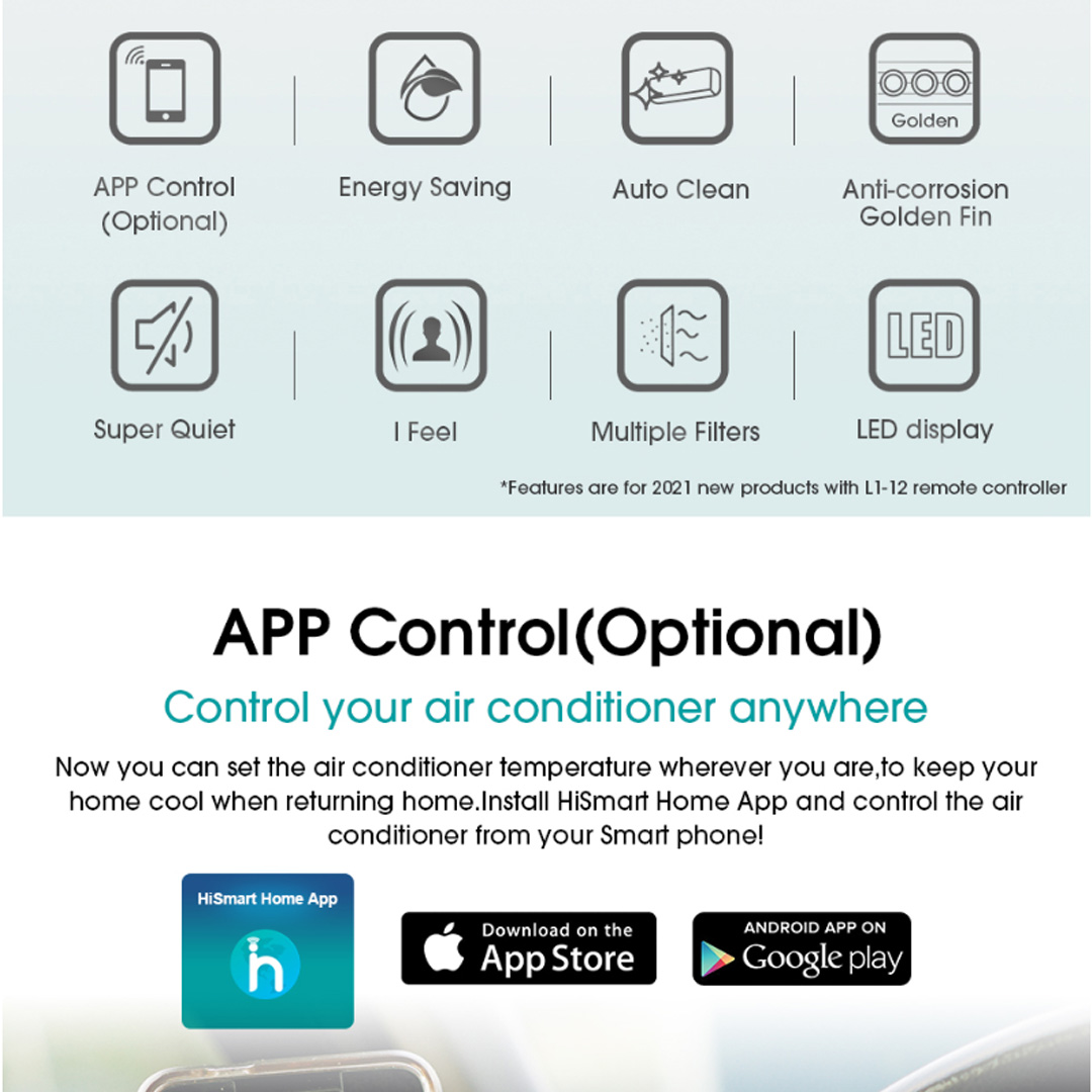 HISENSE 2HP R32 Inverter Wall Mount Air Conditioner AI20KAGS | App Control | Auto Clean | Fast Cooling | Energy Saving Up T0 38% | Air Conditioner with 2 Years Warranty