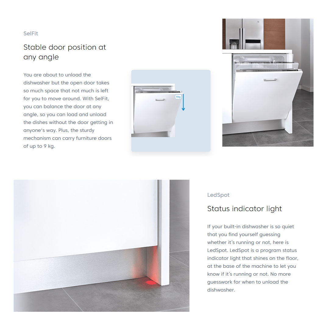 Beko 14 Place Settings Built in ProSmart Inverter Dishwasher BDIN36430 | 6 Number of Programmes | SelfDry | SteamGloss | Dish Washer with 2 Year Warranty