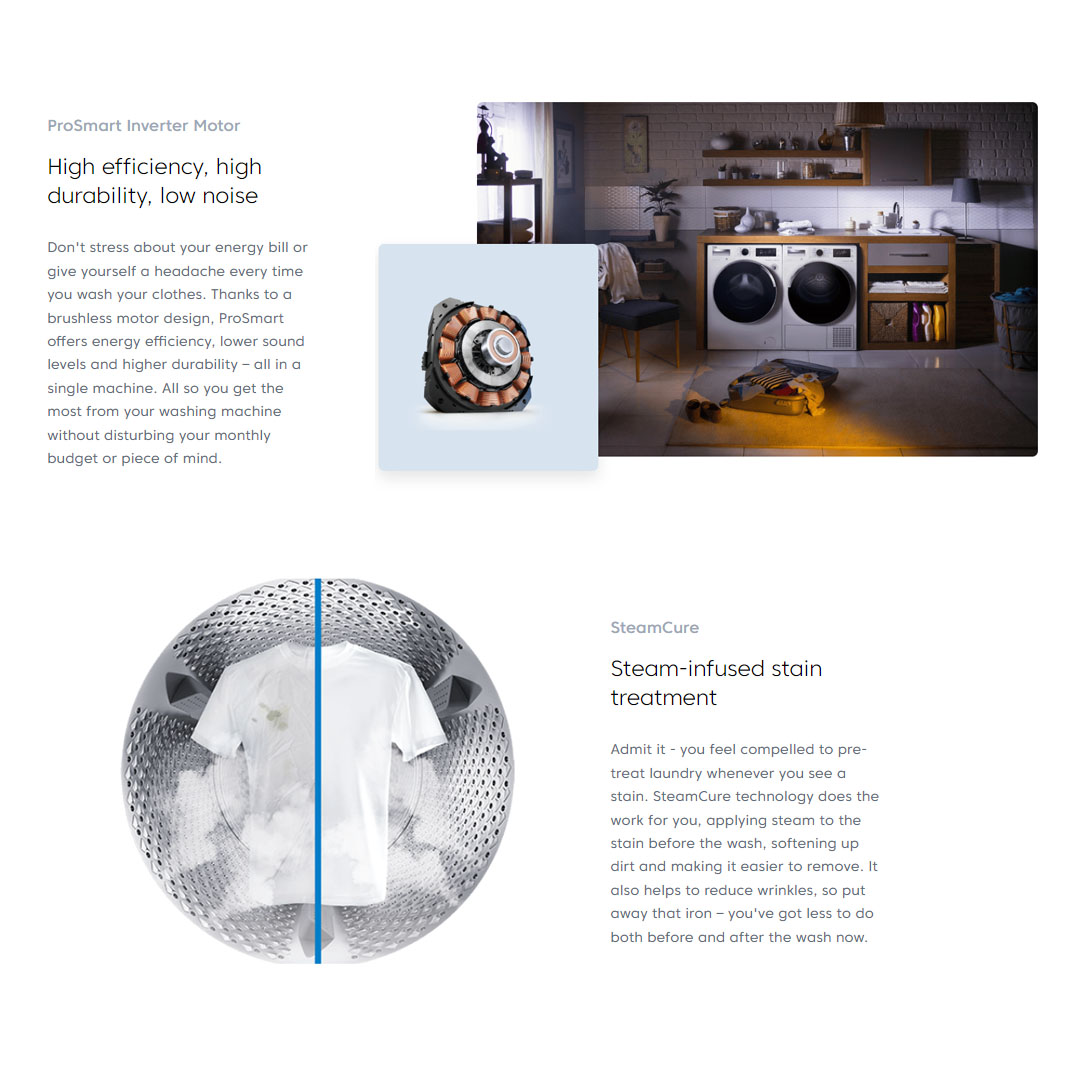 Beko 12KG Front Load ProSmart Inverter Washing Machine WTE12744PXSTN | AntiCrease | AquaWave | Extra Rinse | Steam | DrumClean | Washing Machine with 2 Year Warranty