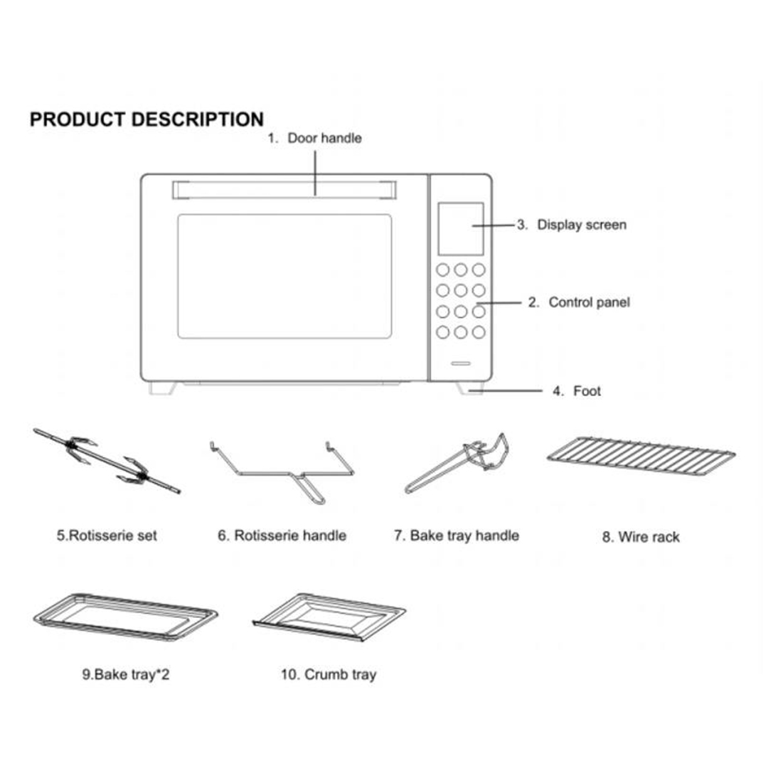 ELBA 45L Electric Oven EEO-J4591D(BK) | 6 Heating Selections | 8 Preset Programmes | Safety Double Layer Glass Door | Smart Timer Control up to 180 Minutes with Buzzer | Oven with 1 Year Warranty