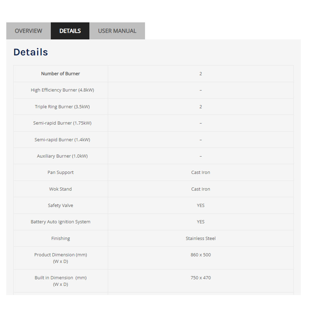 ELBA 2 burners Built-In Stainless Steel Hob EBH-9920 | Original Italian SABAF Burner | Cast Iron Pan Support | Safety Valve | Hob with 1 Year Warranty