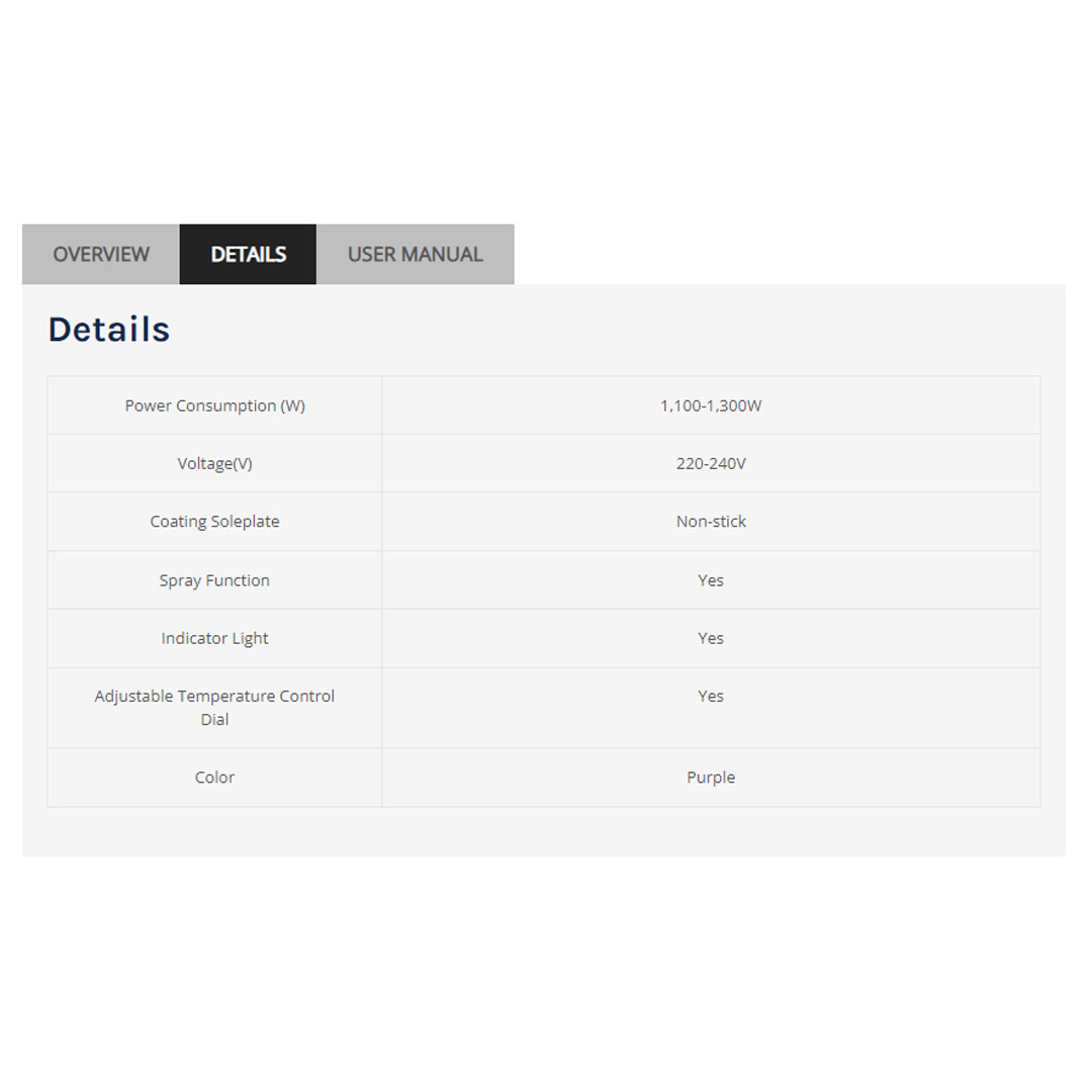 ELBA 1300W Dry Iron EDI-G1236(PP) | With Spray Function | Non Stick Coating Soleplate | Adjustable Temperature Control Dial | Overheat Safety Protection | Iron with 1 Year Warranty