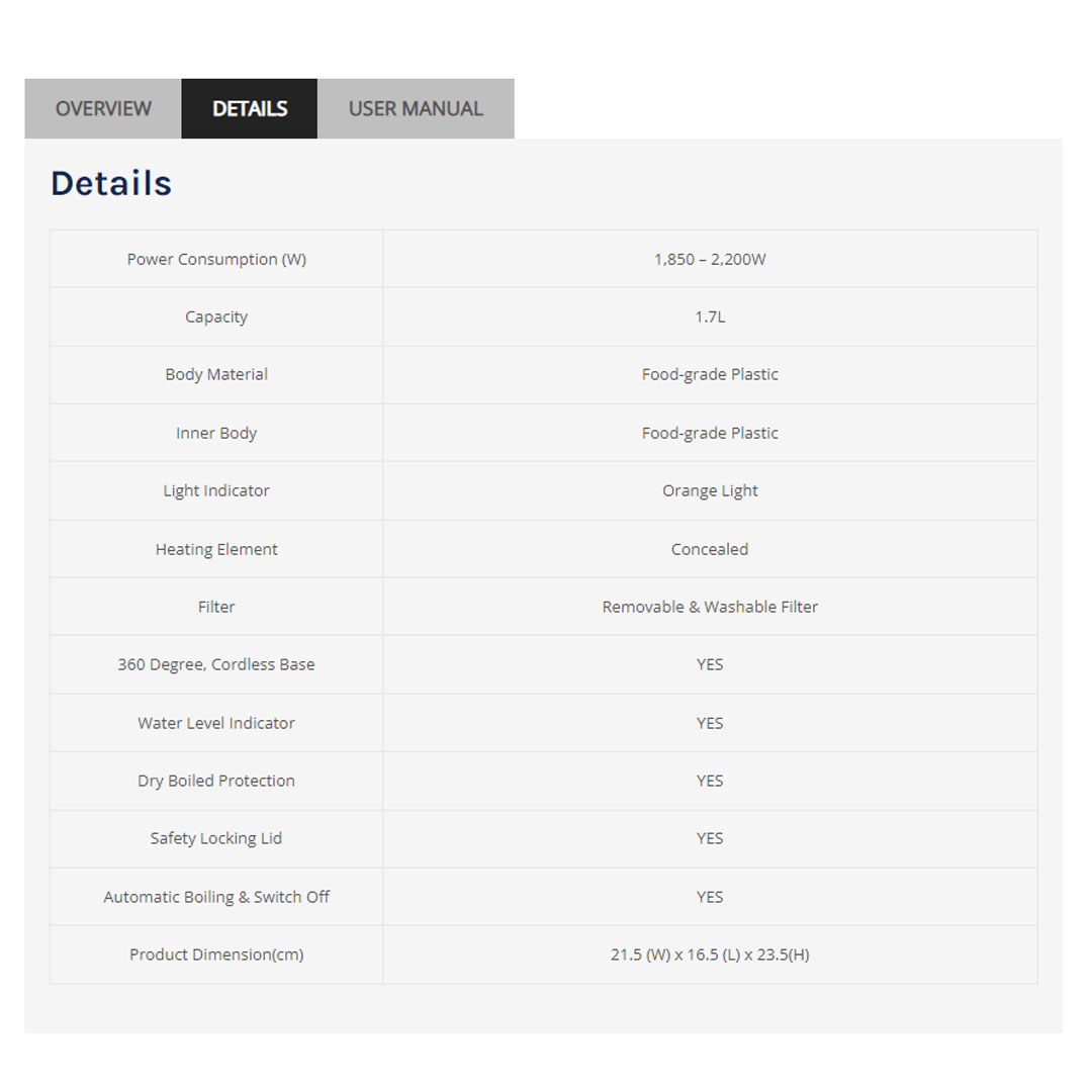 ELBA 1.7L Kettle EJK-J1734(BK) | UK Imported Otter Temperature Controller | Automatic Boiling & Switch Off | Dry Boiled Protection | Kettle with 1 Year Warranty