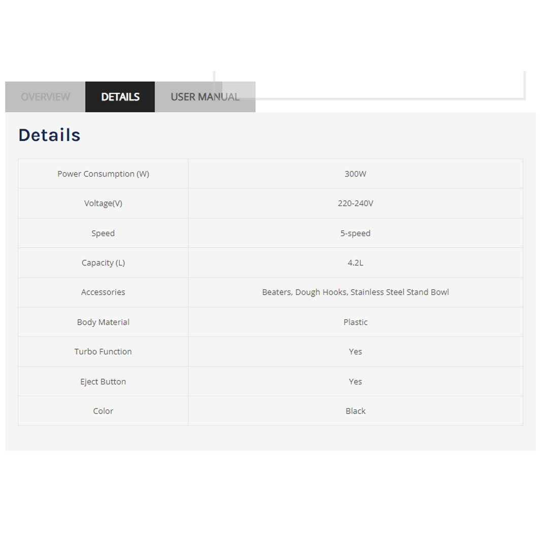 ELBA 4.2L Stand Mixer ESMB-9925S | Included Beaters, Dough Hooks, Stainless Steel Stand Bowl | Turbo Function | Eject Function | Stand Mixer with 1 Year Warranty