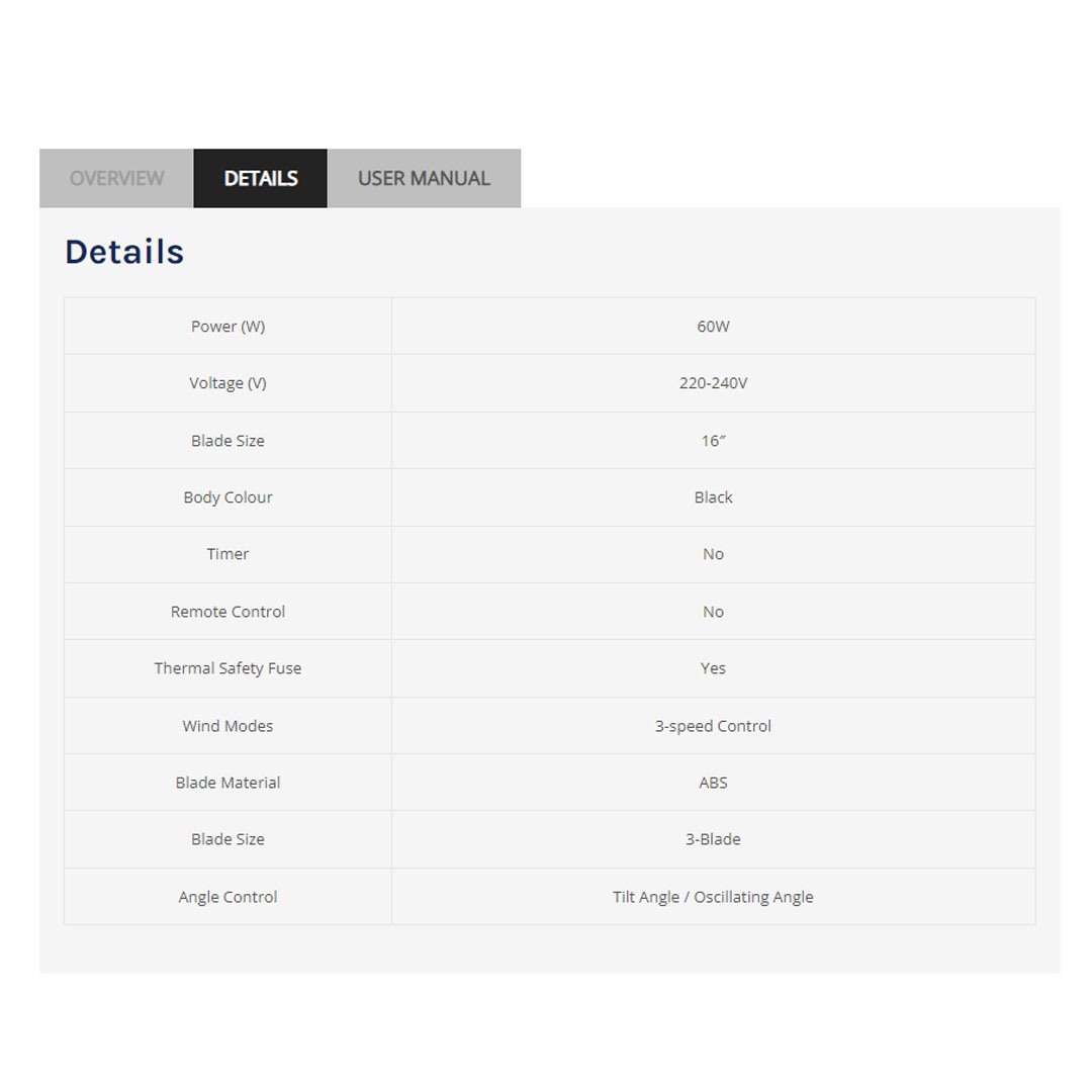 ELBA 16" Wall Fan EWMF-E1645(BK) | 3 Transparent ABS Blade | 3-speed Control | Thermal Safety Fuse | Whisper Quiet Self Lubricating Motor | Wall Fan with 1 Year Warranty