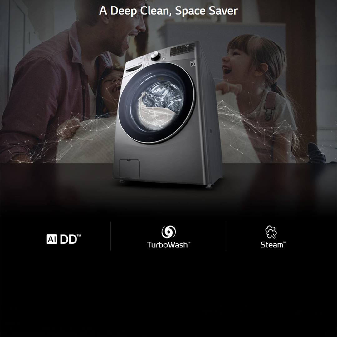 LG 15KG/8KG Front Load Washer Dryer with AI Direct Drive F2515RTGB | TurboWash™ | Steam™ | ThinQ™ | Washer Dryer with 1 Year Warranty
