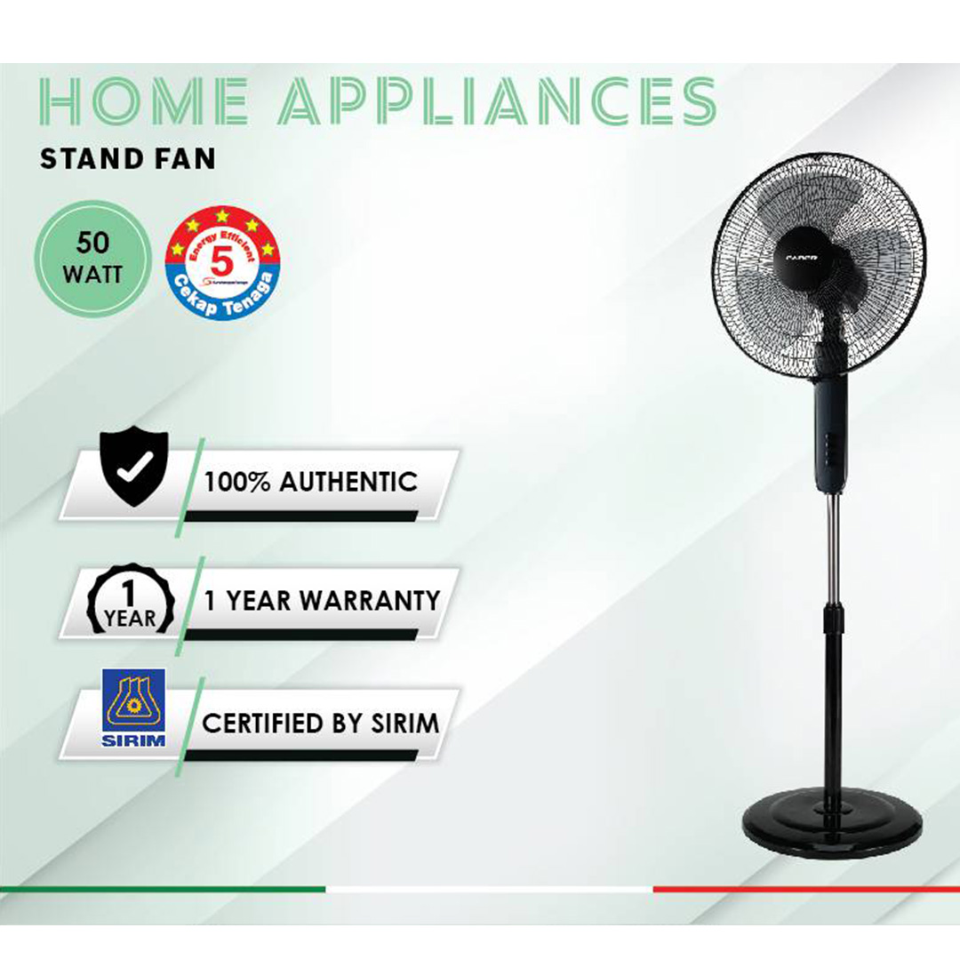 FABER 16" Stand Fan FSF VIENTO 1631BK | 3 Blades | 3 Speed Selection | 1250rpm Fan Speed | 55.495dB Noise Level | Stand Fan with 1 Year Warranty