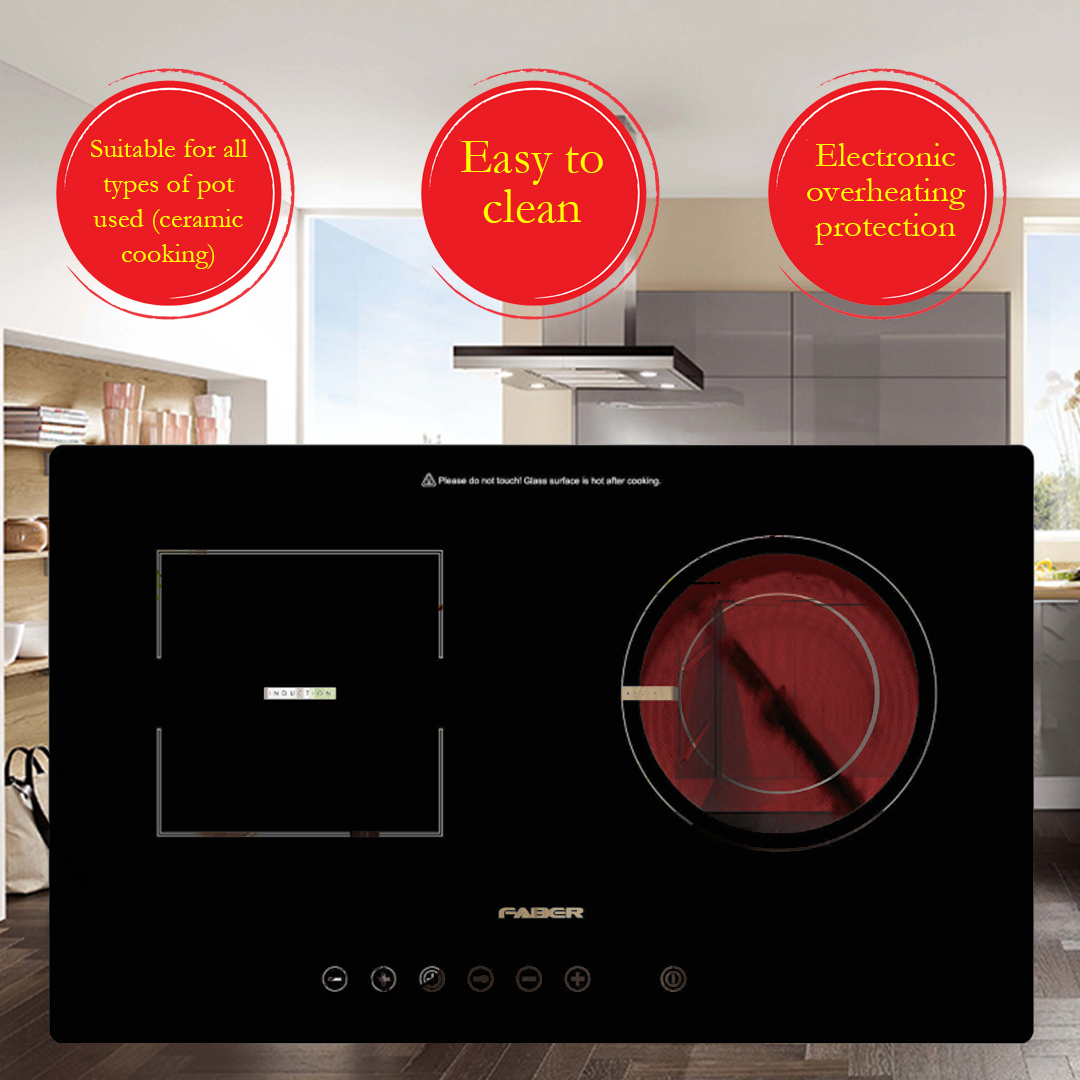 FABER 2 Burners Built-In Ceramic Induction Hob FIC 3100 C | Suitable for All Types of Pot Used | Electronic Overheating Protection | Residual Heating Light | Touch Sensor Control | Induction Hob with 1 Year Warrant