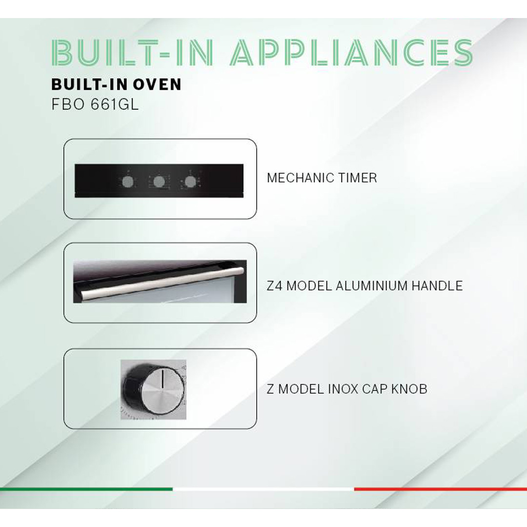 FABER 66L Build-in Oven FBO 661 GL | Fully Imported from EUROPE | 8 Functions Electric Oven | Double Glass Door | Stainless Steel Body | Build In Oven with 1 Year Warranty