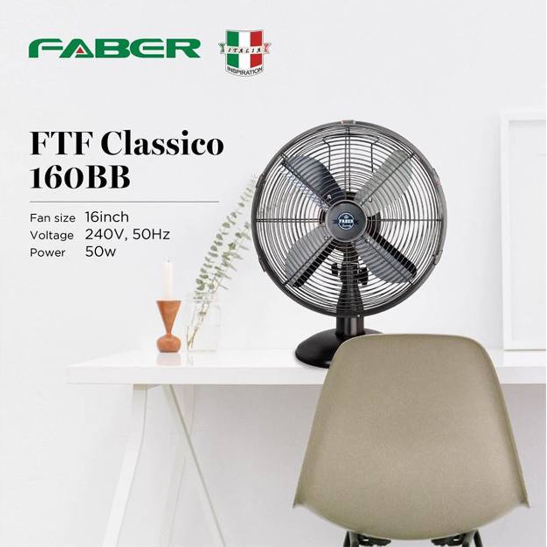 FABER 16” Table Fan FTF CLASSICO 160 | 4 Blades | 50W Power | 4 Speed | Fan with 1 Year Warranty