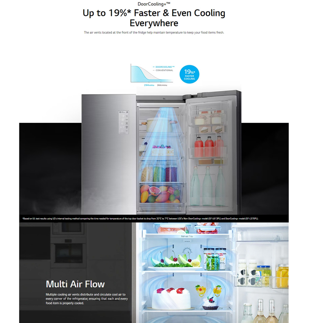 LG 694L Side by side Smart Inverter Refrigerator GC-B257SQVL | DoorCooling+ | Multi Air Flow | Fresh 0 Zone | Refrigerator with 1 Year Warranty