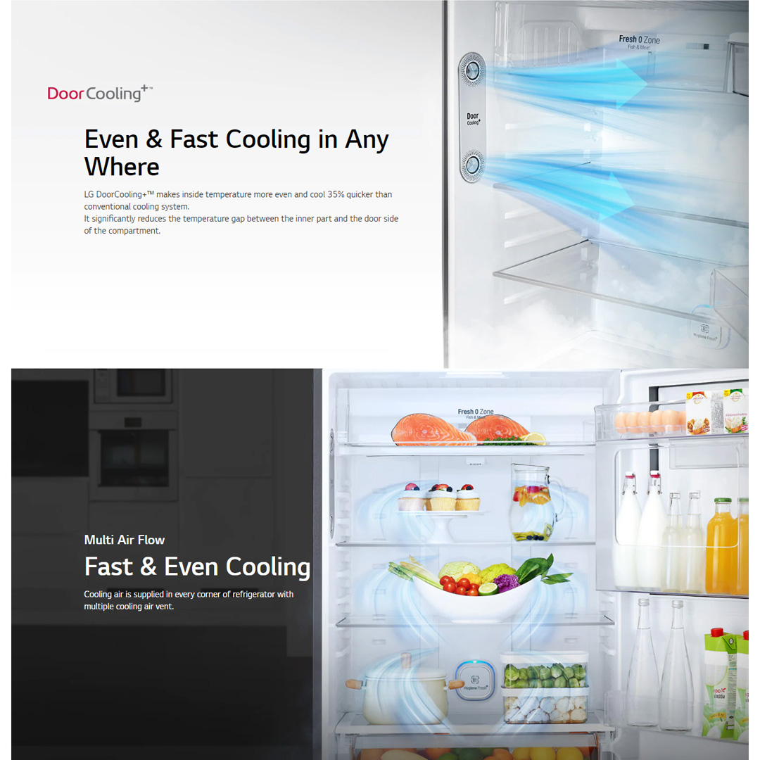 LG 410L 2 Doors Top Mount Smart Inverter Refrigerator GN-B372PXBK | Hygiene Fresh+™ | Fresh 0 Zone | Smart Diagnosis™ | Refrigerator With 1 Year Warranty