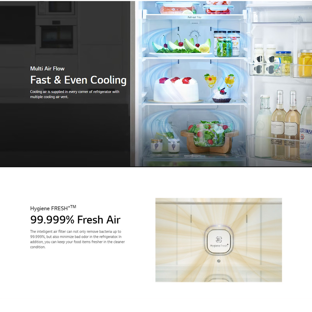 LG 516L 2 Doors Top Mount Smart Inverter Refrigerator GN-H602HXHM | Fresh 0 Zone | Touch LED Display | ThinQ | Refrigerator with 1 Year Warranty