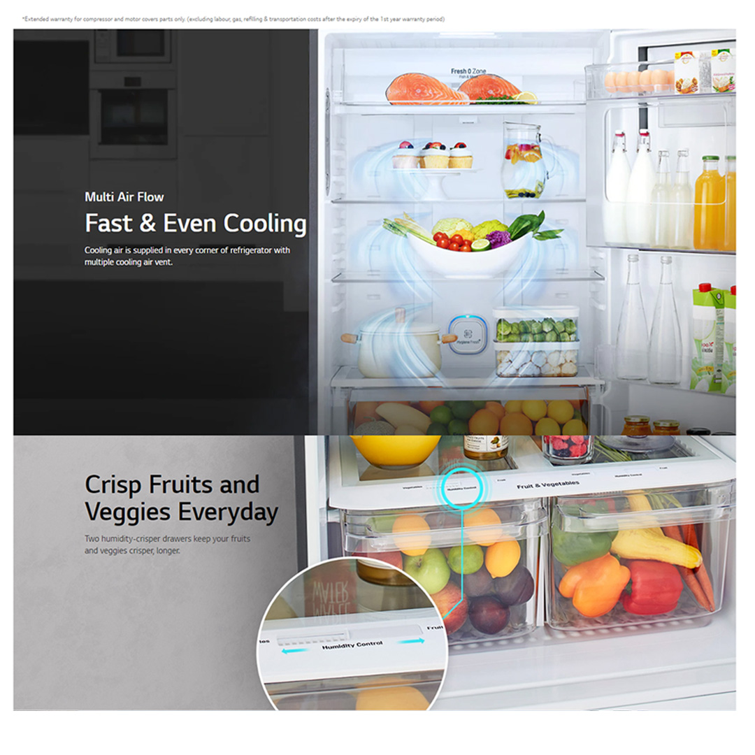 LG 287L 2 Doors Top Mount Smart Inverter Refrigerator GV-B262PLGB | Humidity Controller | Moist Balance Crisper | Smart Diagnosis | Refrigerator with 1 Year Warranty