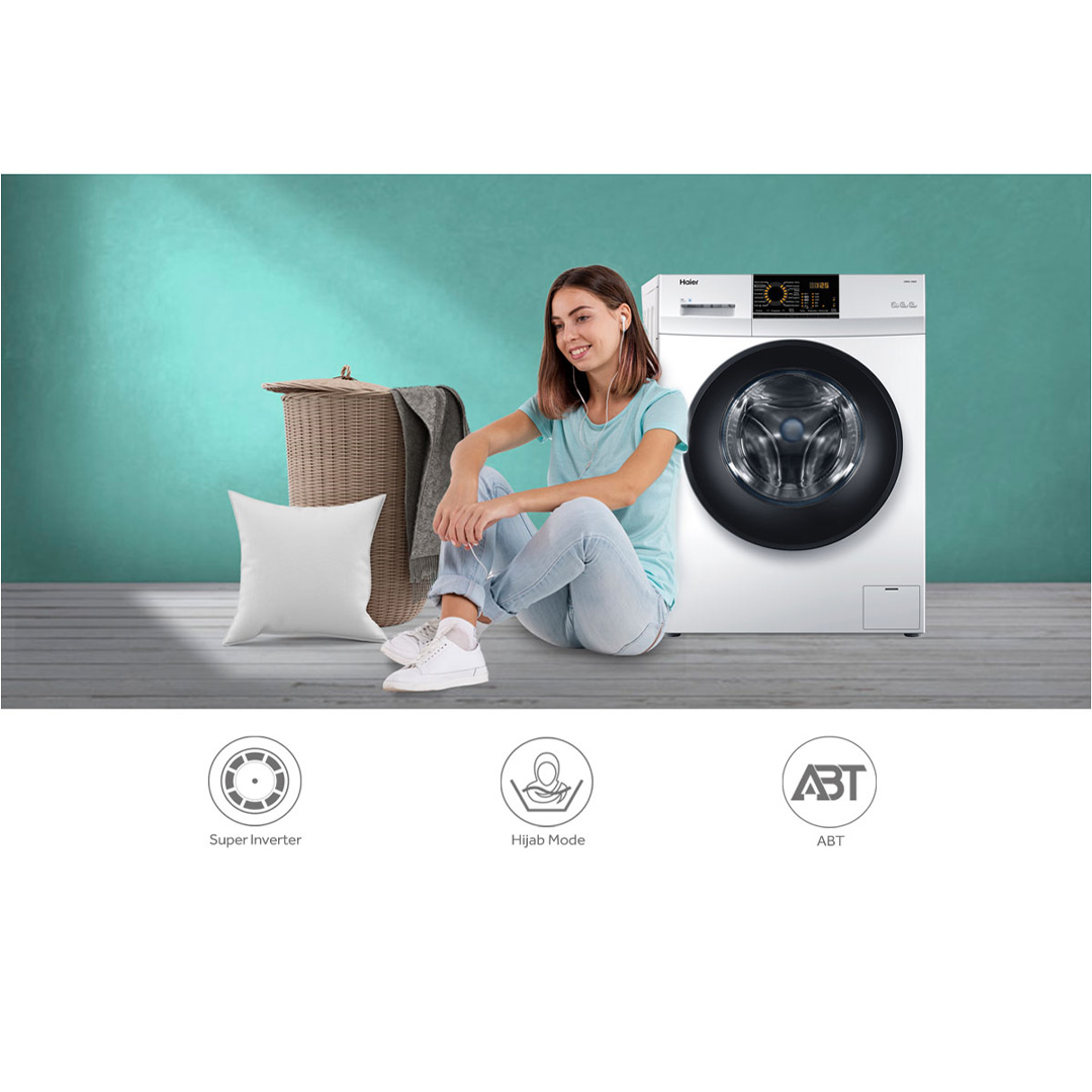 HAIER 10KG Front Load Super Inverter Washing Machine with HIJAB Mode HWM100-FD10829 | ABT | Auto Lock Door | Add Wash | Drum Clean | Quick Wash | Washing Machine with 2 Year Warranty