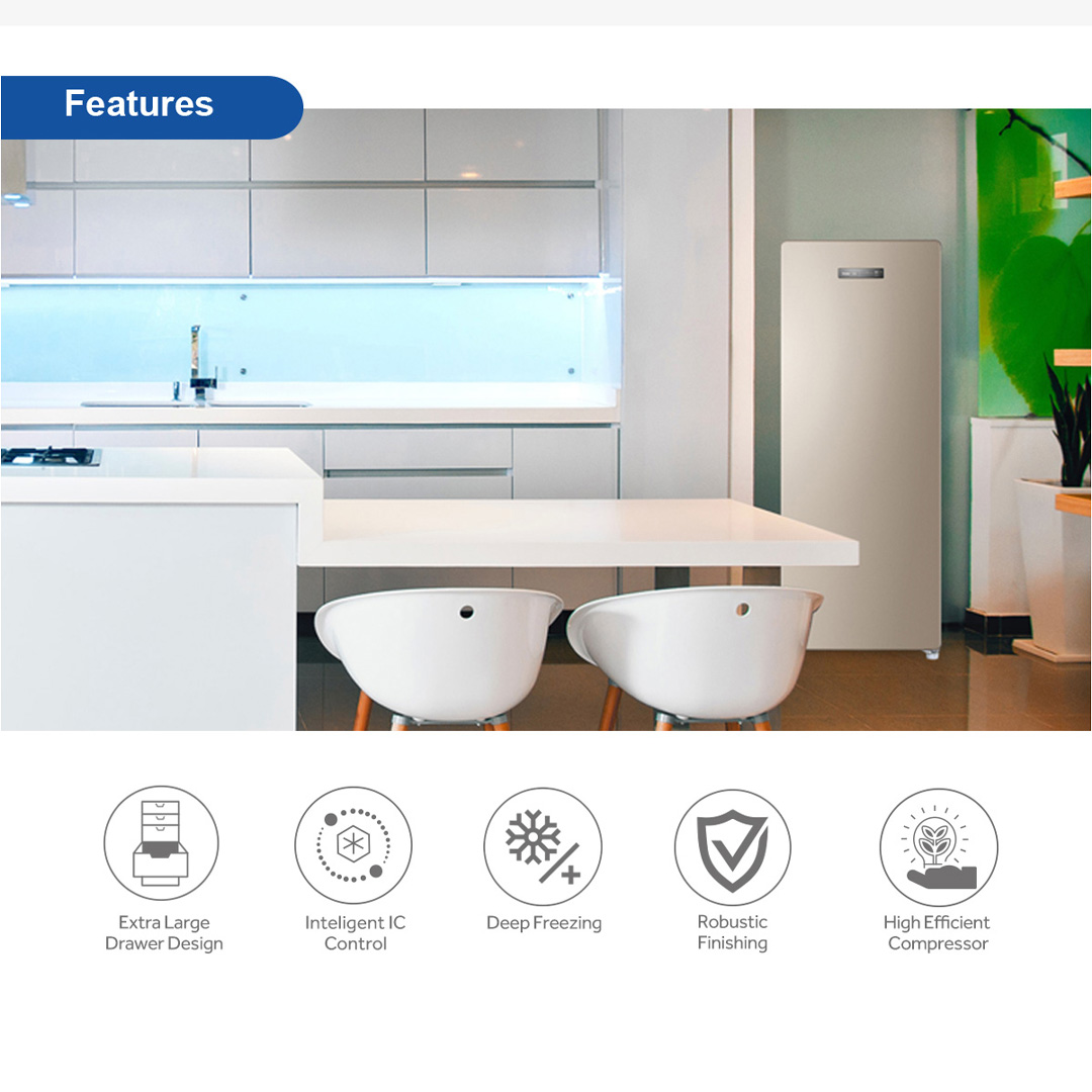 HAIER 168L Upright Freezer BD-168WL | Intelligent IC Control | Digital Touch Control | High Efficiency Compressor | Refrigerator With 2 Years Warranty