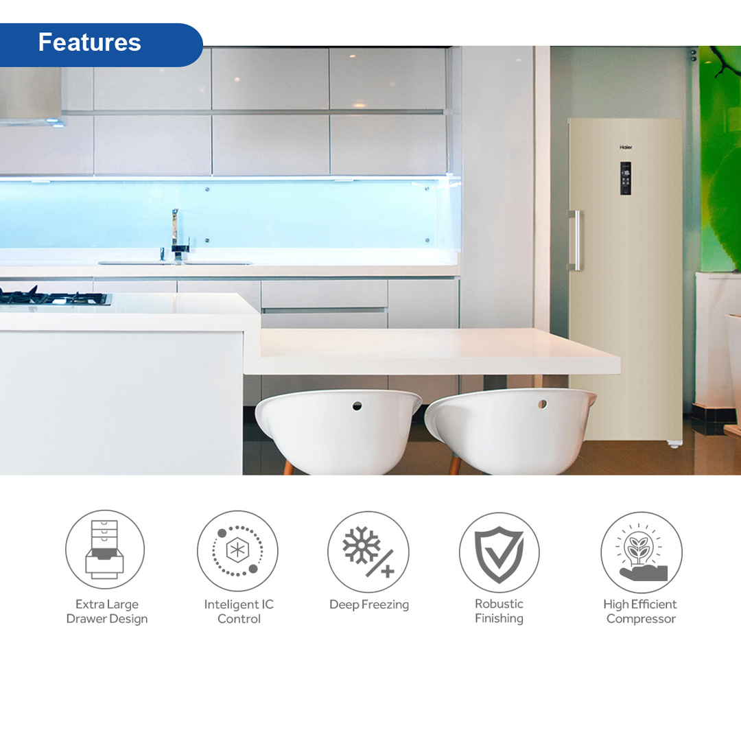 HAIER 250L Upright Freezer BD-248WL | Top LED | Anti-Bacteria | Child Lock | Fast Freezing | Eco Mode | Alarm Indicator | Digital Control | Chest Freezer with 2 Year Warranty