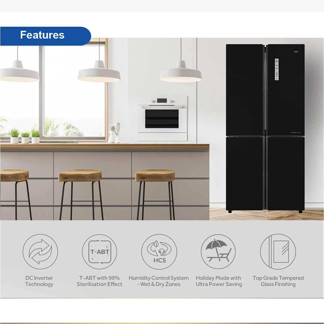 HAIER 516L 4 Doors DC Inverter Refrigerator HRF-IG525AM(GB) | No Frost | Touch LED | Door Pocket | Ice Maker | Humidity Control | Refrigerators with 2 Years Warranty