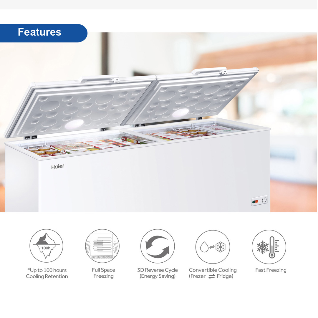 HAIER 535L 6-in 1 Convertible Chest Freezer BD-568HP |  Interior LED Light | Fast Freezing Mode | PCM Metal Inner Plate | Chest Freezers With 2 Years Warranty