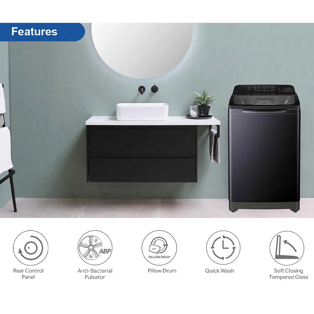HAIER 15KG Top Load Washing Machines HWM150-1678ES6 | Rear Control Panel | Anti-Bacterial Pulsator | Pillow Drum | Washing Machine with 2 Year Warranty