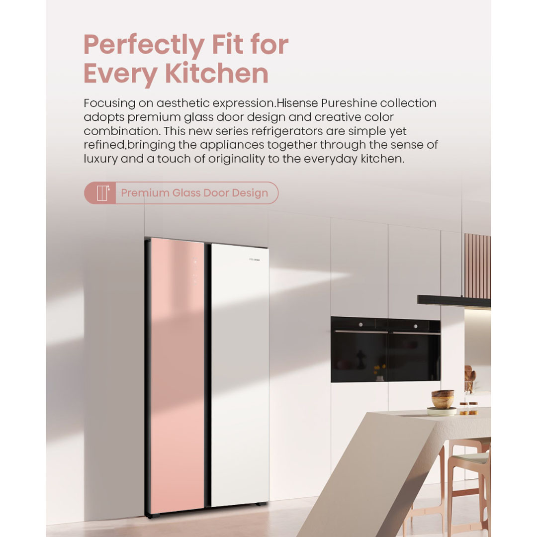 HISENSE 620L Side by Side Inverter Refrigerator RS688N4AW-PU | Deodorizing Filter | Electronic Touch Control | Led Lighting | Refrigerator with 3 Years Warranty