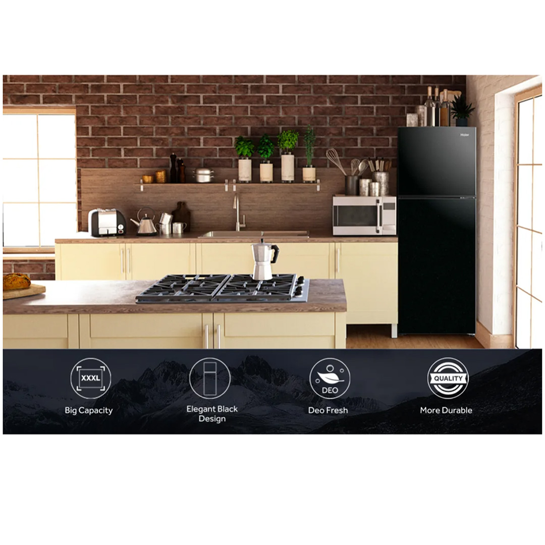 HAIER 258L 2 Doors Top Mount Refrigerator HRF-IV258H | Big Capacity | Elegant Black Design | Deo Fresh | Refrigerator with 2 Years Warranty
