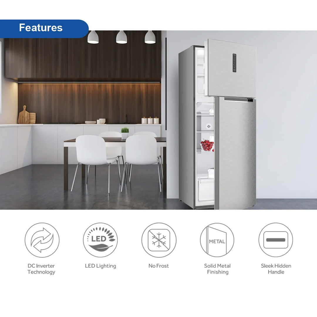 HAIER 448L 2 Doors Top Mount DC Inverter Refrigerator HRF-IV498H | DC Inverter Technology | Stainless Steel Handle | LED Lighting | Ice Maker | Humidity Control | Refrigerator with 2 Year Warranty