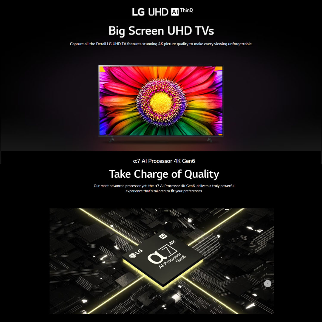 LG 86" 4K UHD Smart TV with AI ThinQ 86UR8050PSB | AI Sound | Wi-Fi | Filmmaker Mode | Netflix | HDMI | WebOS 23 |Smart TV with 2 Year Warranty
