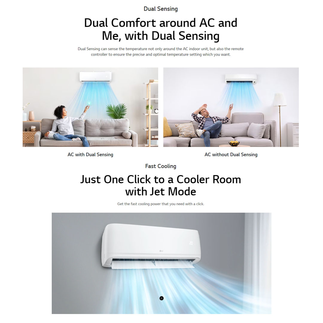 LG 1HP R32 Dual Inverter Wall Mount Air Conditioner S3NC09HZCAA / S3UC09HZCAA | Dual Sensing | Fast Cooling | Auto Swing | Air Conditioner with 2 Year Warranty