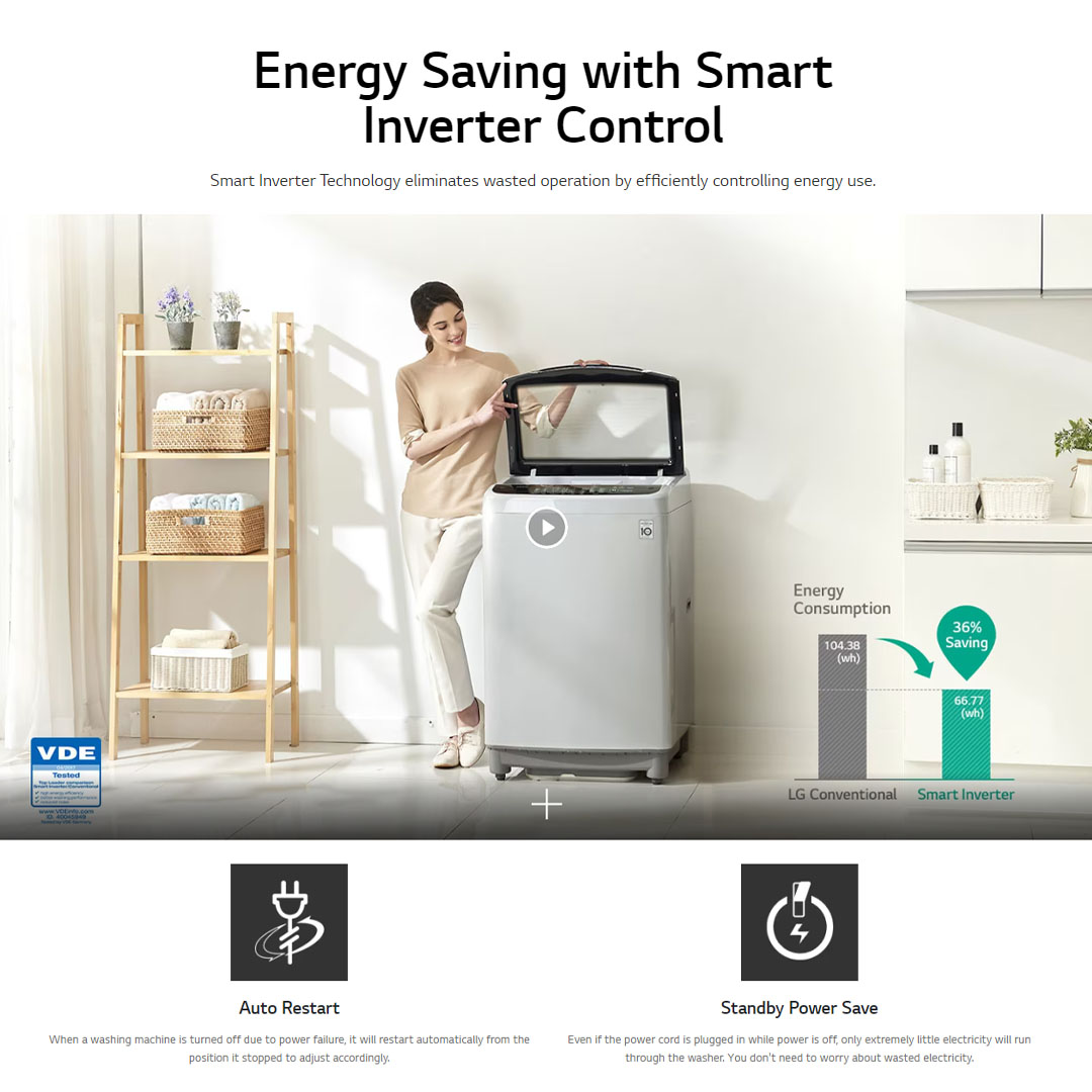 LG 13KG Top Load Smart Inverter Washing Machine T2313VSPM | TurboDrum | Punch+3 | Smart Diagnosis™ | Washing Machine with 1 Year Warranty