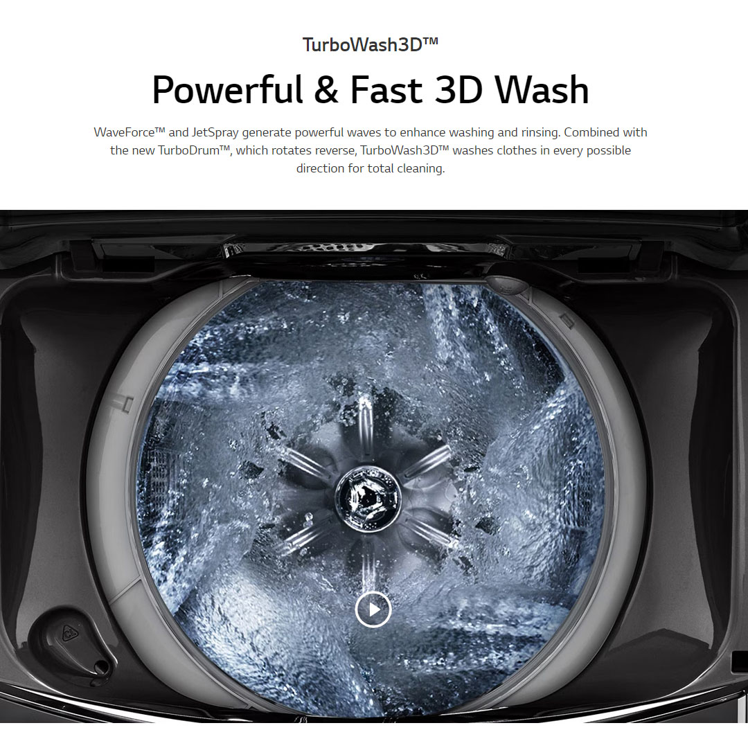 LG 13KG Top Load with Direct Drive Inverter Washing Machine TH2113DSAK | TurboWash3D™ | 6 Motion DD | Auto Tub Clean | Washing Machine with 1 Year Warranty