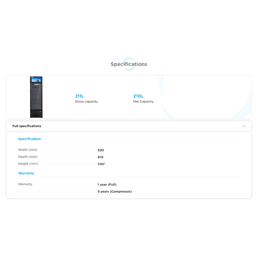 Midea 211L Showcase MDRZ302FGG30 | Recessed Handle | Multi-Layer Shelf | Temperature Knob | 1 Year Warranty