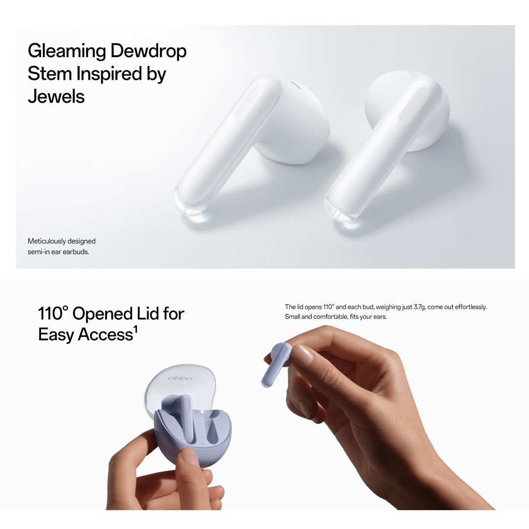 OPPO Enco Air3 | Translucent Jelly Case | HiFi 5 DSP for Audiophile-Grade Processing | 13.4mm Large Composite Driver | AI Deep Noise Cancellation for Calls | Binaural Low-latency with Bluetooth® 5.3 Transmission | Earbuds with 1 Year Warranty