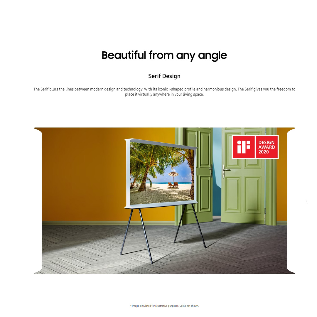 SAMSUNG 43" The Serif 4K Lifestyle Smart QLED TV QA43LS01BAKXXM | 360 All Round Design | Matte Display | Powerful Sound | Detachable Stand | Smart TV with 2 Year Warranty