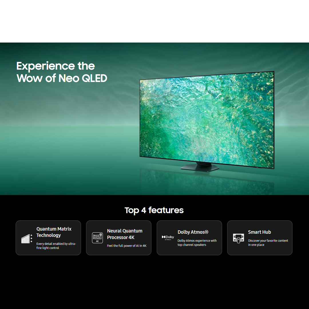 SAMSUNG 65" 4K UHD Smart NEO QLED TV QA65QN85CAKXXM | Tizen™ Smart TV | Dolby Atmos | Smart Hub | SmartThings | HDR | HDMI | Smart TV with 2 Year Warranty