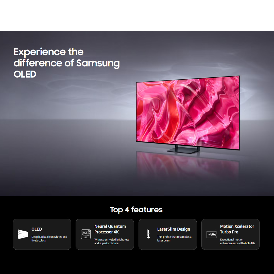 SAMSUNG 65" 4K UHD Smart OLED TV QA65S90CAKXXM | ILaserSlim Design  | Dolby Atmos | Smart Hub | SmartThings | HDR | HDMI | Smart TV with 2 Year Warranty