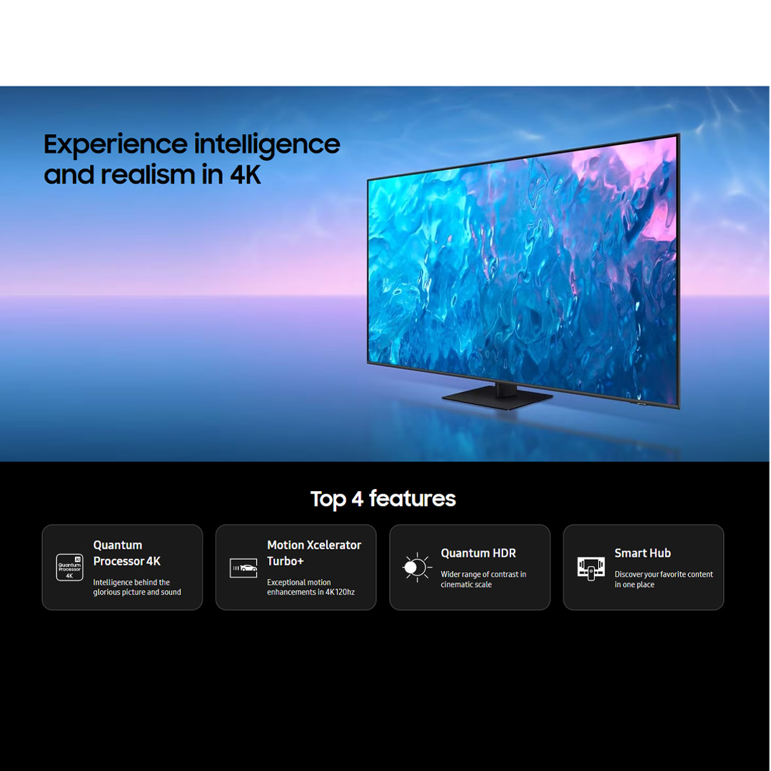 SAMSUNG 75" 4K UHD Smart QLED TV QA75Q70CAKXXM | Tizen™ Smart TV | Web Browser | Smart Hub | SmartThings | HDR | HDMI | Smart TV with 2 Year Warranty