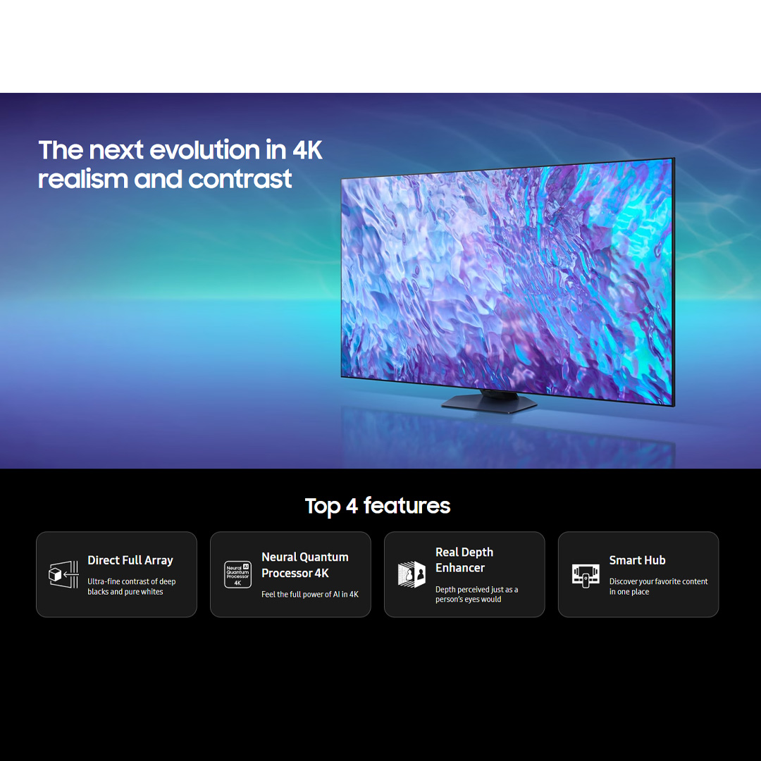 SAMSUNG 75" 4K UHD Smart QLED TV QA75Q80CAKXXM | Tizen™ Smart TV | Dolby Atmos | Smart Hub | SmartThings | HDR | HDMI | Smart TV with 2 Year Warranty